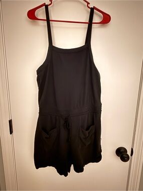 Women's Black Sleeveless Romper with Drawstring Waist